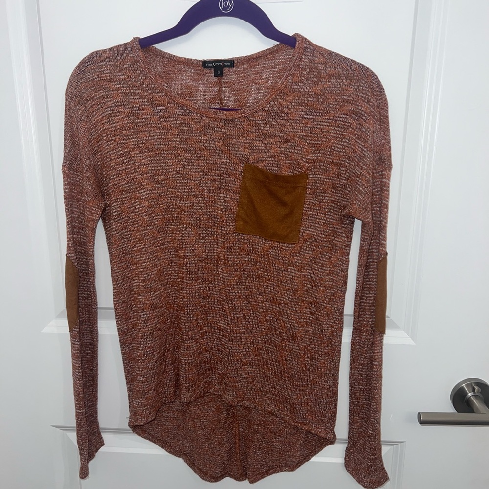 Women's Knit Sweater with Suede Details